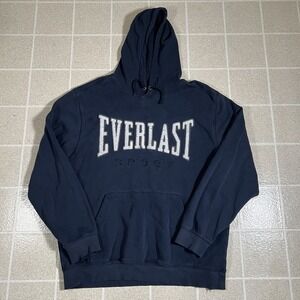 Vintage Y2K Everlast Sport Spellout Pullover Hoodie Embroidered Logo Blue Sz XL